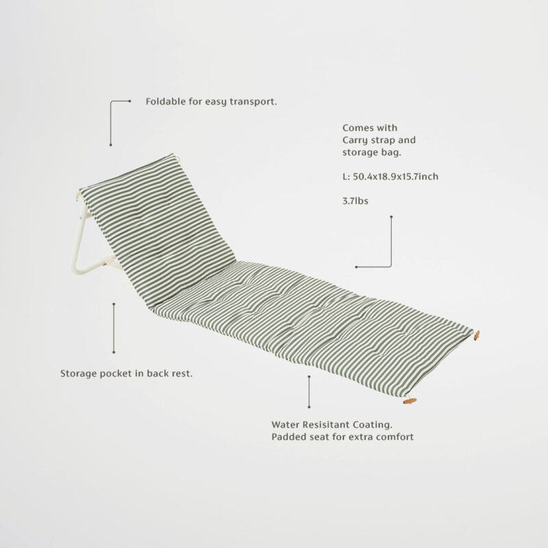 Chaise De Plage Inclinable Olive Vacay Confortable Detente Exterieure Garantie 3