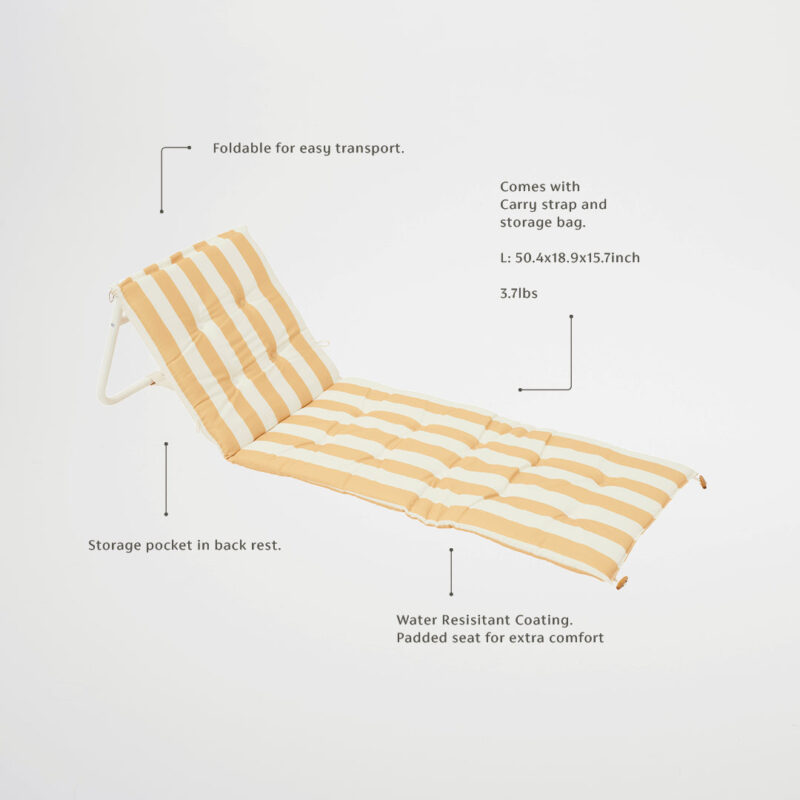 Chaise Longue De Plage Rayee Moutarde Doree Mango Bay Confortable Et Pliable Pour Lexterieur 5