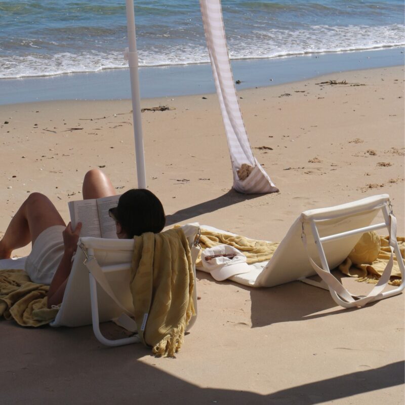 Fauteuil De Plage Inclinable Creme Confortable Pour Detente Exterieure Et Jardin 5
