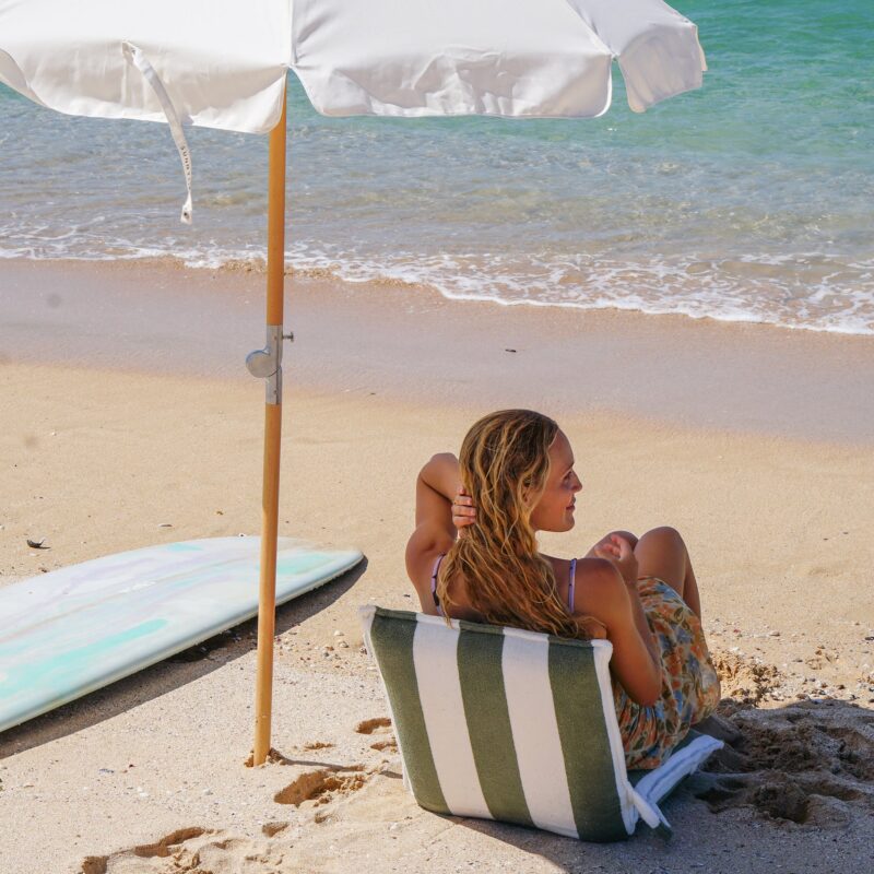 Serviette De Plage Rayee Olive Confortable Et Transportable 11