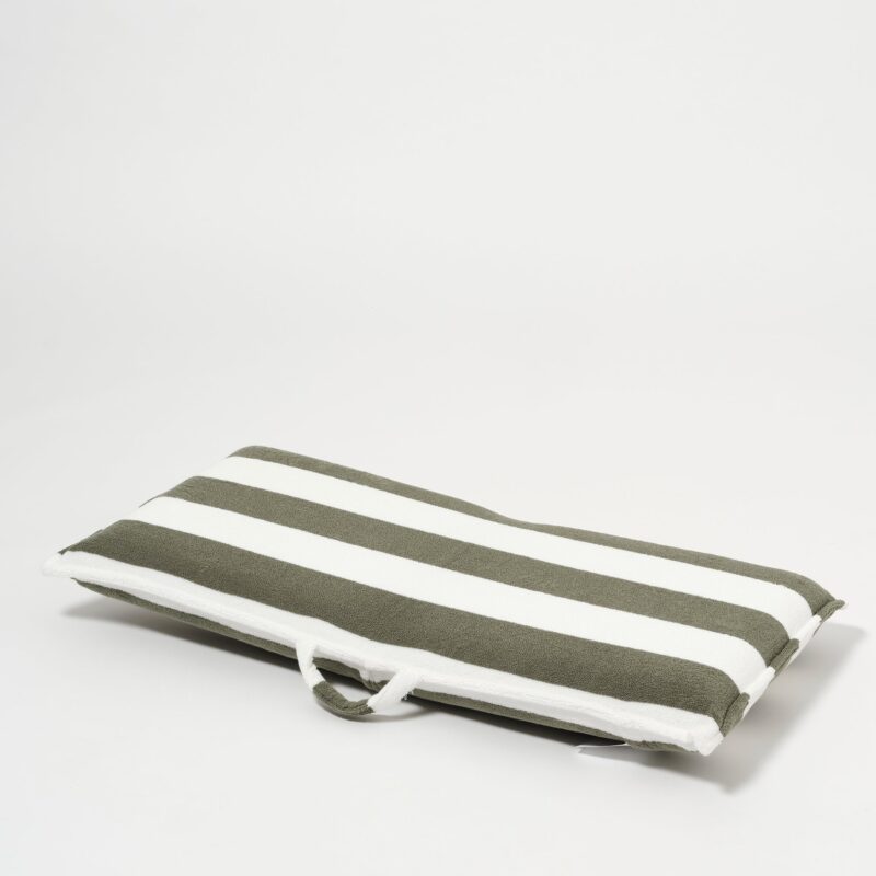 Serviette De Plage Rayee Olive Confortable Et Transportable 6