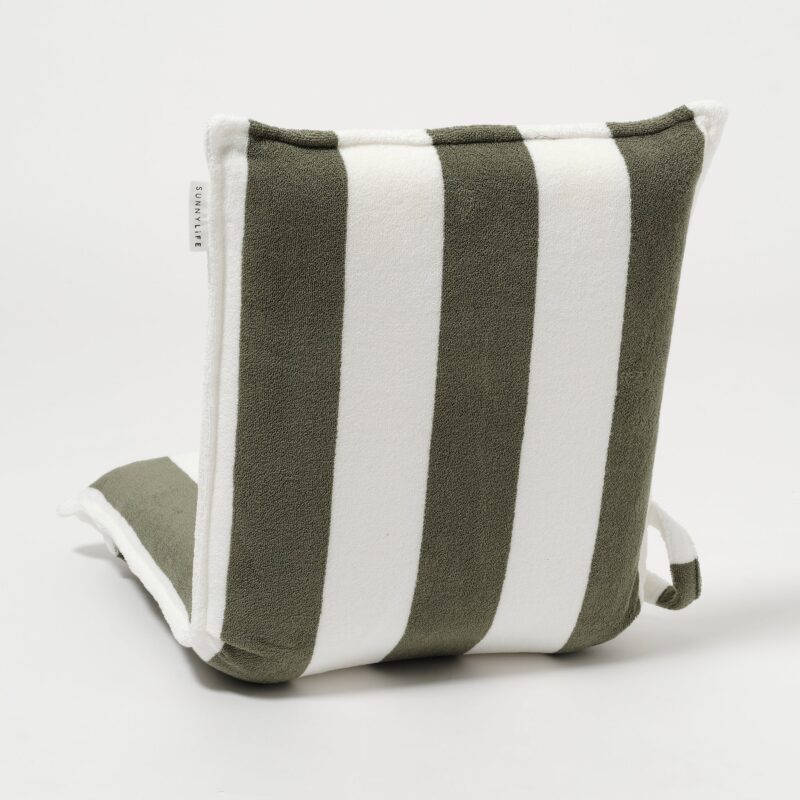 Serviette De Plage Rayee Olive Confortable Et Transportable 8