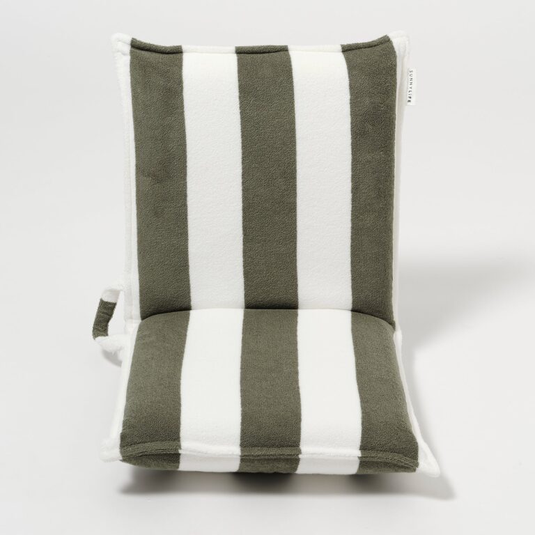 Serviette De Plage Rayee Olive Confortable Et Transportable 9